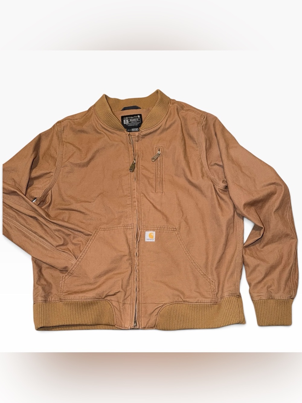 Carhartt Tan Bomber Jacket with Ribbed Trim